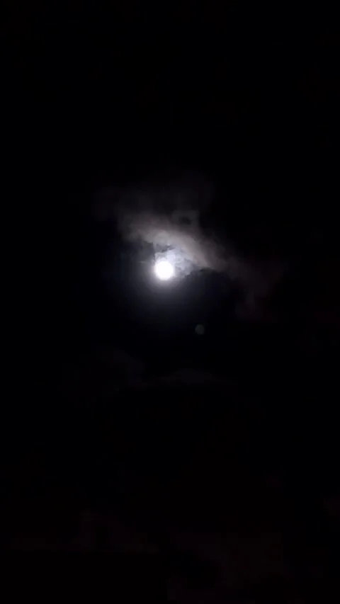 Full shiny moon in the clouds. Cloudy shiny moon. 4k POV. Stock Footage 291937162