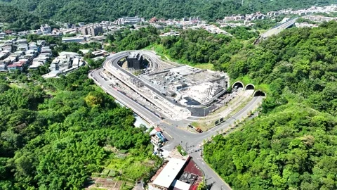 Full shot in 4K Ariel View of central station in Taiwan Asia Stock-Footage 218347555