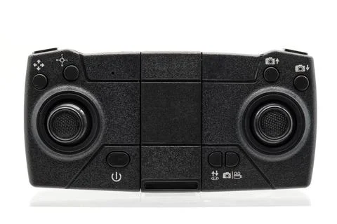 A full shot of a black drone controller. Stock Photos
