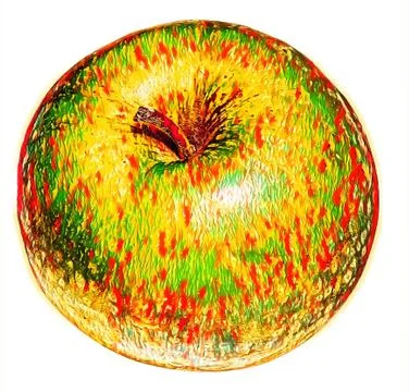Full single apple on white background Stock Illustration