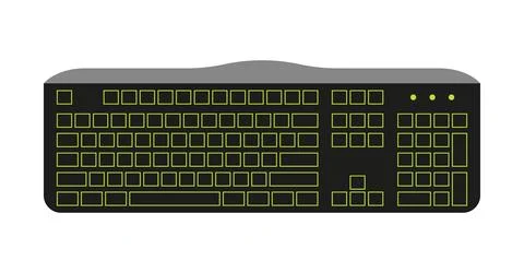 Full size computer keyboard 105 keys black flat Stock Illustration