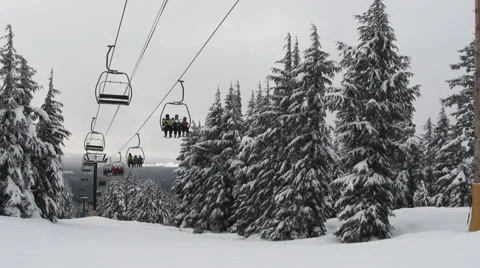 Full Ski Lift At Mountain Resort Stock Footage 59240862