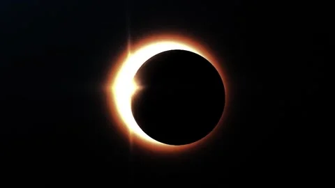 Full solar eclipse 3D animation. The moon covers the sun. 4K Stock Footage 246025651