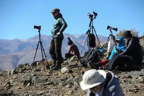 Full solar eclipse in Chile, La Higuera - 02 Jul 2019 Stock Photos