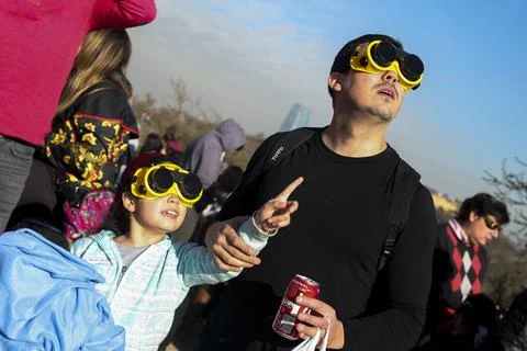 Full solar eclipse in Chile, Santiago - 02 Jul 2019 Stock Photos