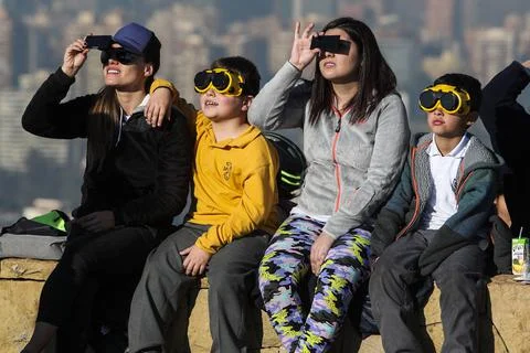 Full solar eclipse in Chile, Santiago - 02 Jul 2019 Stock Photos