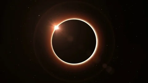 Full solar eclipse. The Earth rotates into darkness and mostly covers the Stock Footage 83186818