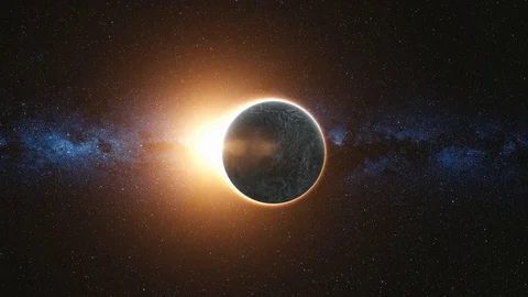 Full solar eclipse. The Moon cover the visible Sun Stock Footage 84843581