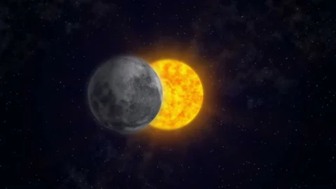 Full solar eclipse. The Moon covers the Sun. Stock Footage 85700097