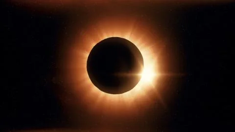 Full solar eclipse. The Moon mostly covers the visible Sun creating a diamond Ilustração Stock