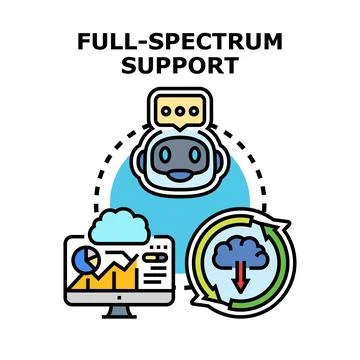 Full spectrum support concept with artificial intelligence chatbot Illustrazione stock