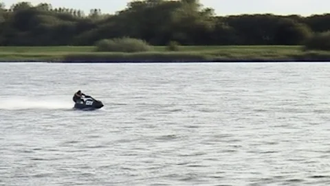  Full speed jetski in sunset Stock Footage 85571991