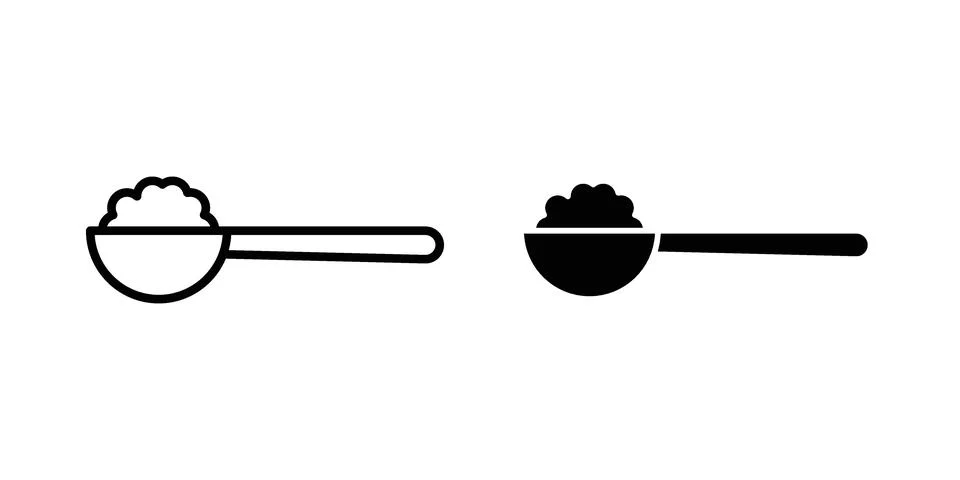 Full spoon icon silhouette vector set. thin line pack Stock Illustration