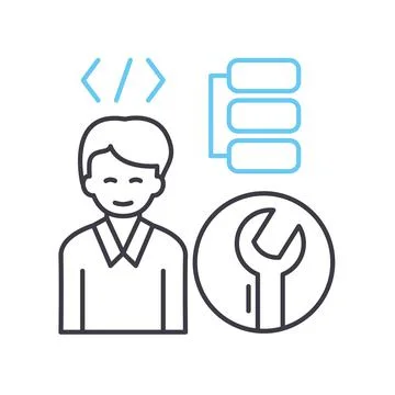 Full stack designer line icon, outline symbol, vector illustration, concept sign Stock Illustration