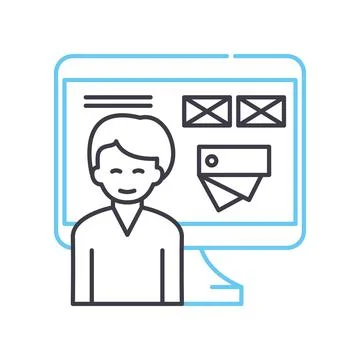 Full stack designer line icon, outline symbol, vector illustration, concept sign Stock Illustration