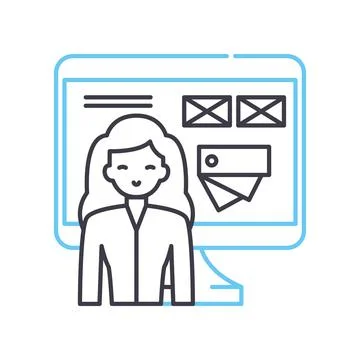 Full stack designer line icon, outline symbol, vector illustration, concept sign Illustrazione stock