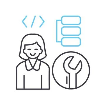 Full stack designer line icon, outline symbol, vector illustration, concept sign 스톡 일러스트