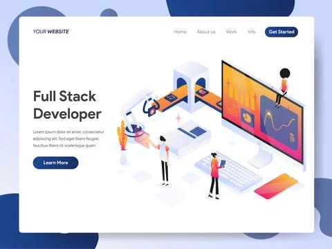 Full Stack Developer banner of landing page 스톡 일러스트