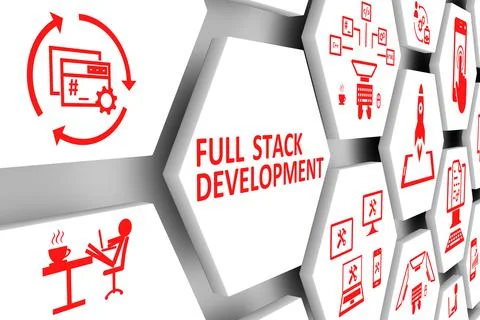 FULL STACK DEVELOPMENT concept cell background 3d illustration Stock Illustration