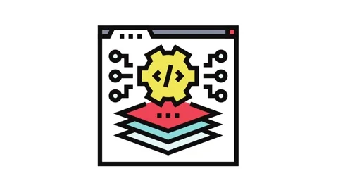 Full stack development software color icon animation Stock Footage 326105280