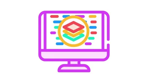 Full stack development software color icon animation Stock Footage 327267863