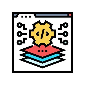 Full stack development software color icon vector illustration Stock Illustration