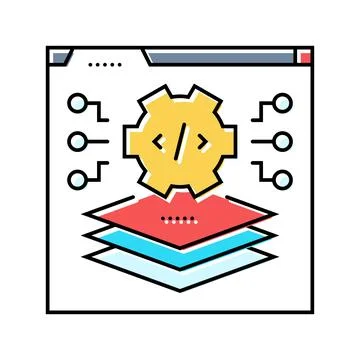 Full stack development software color icon vector illustration Stock Illustration