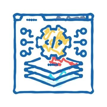Full stack development software icon doodle illustration Stock Illustration