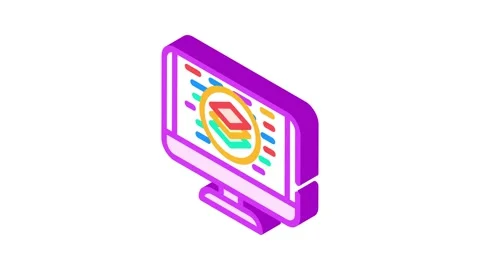 Full stack development software isometric icon animation Stock Footage 327290978