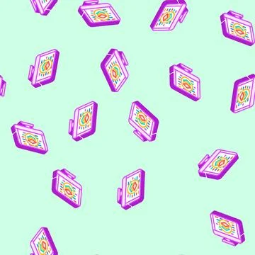 Full stack development software isometric icon seamless pattern Stock Illustration