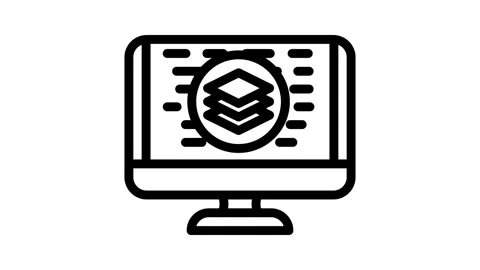 Full stack development software line icon animation Stock Footage 326761411