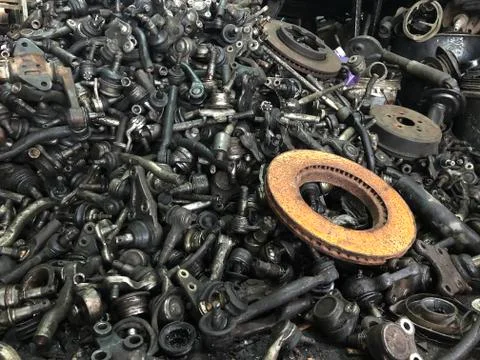 Full stack element part for shock absorber car in dirty car garage. Stock Illustration