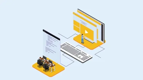 Full Stack Web Development and Software Engineering Workflow 3d animation c.. Video stock 337943200