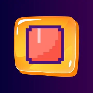Full stop glossy ui button with pixelated color icon Ilustración de archivo