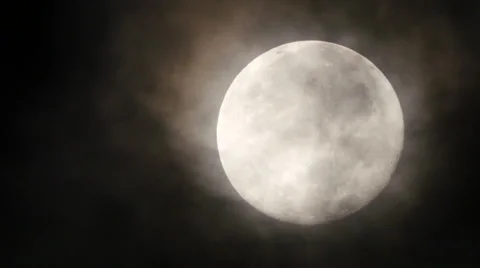 Full super moon real no CG cloud moving horror film creepy Stock Footage 68643389