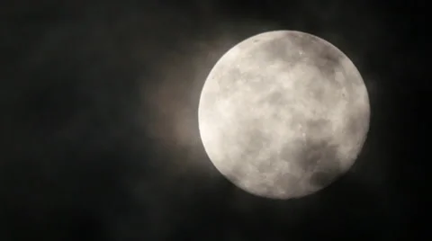 Full super moon real no CG cloud moving horror film creepy Stock Footage 68643939