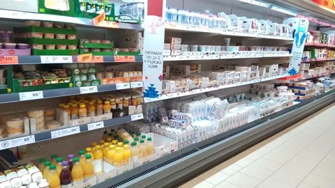 Full supermarket shelves Stock Footage 171077974