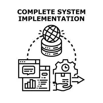 Full system implementation process and global integration Stock Illustration