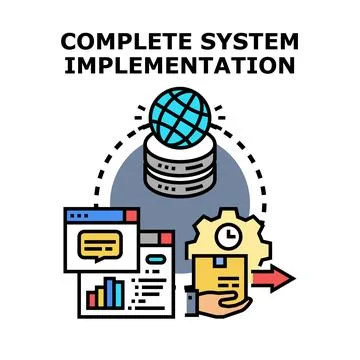 Full system implementation process and global integration Stock Illustration