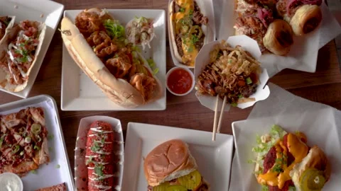 Full table food top view Stock Footage 131919383