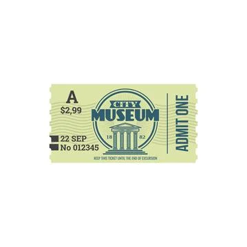 Full ticket to museum isolated retro paper card Ilustración de archivo