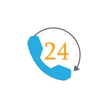 Full time call services flat icon Stock Illustration