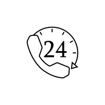 Full time call services line icon Stock Illustration