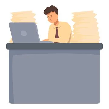 Full time paper work icon cartoon vector. Design labor Stock Illustration