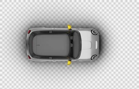 Full top-down render of gray modern electric hatchbag car on a transparent .. Illustrazione stock