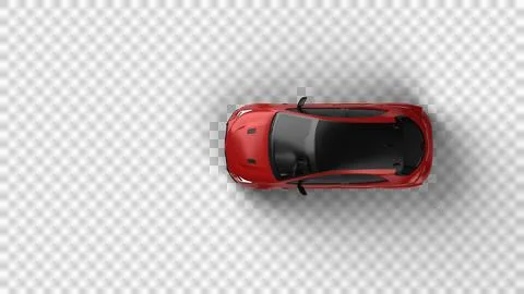 Full top-down view of the red Toyota Corolla GR 2025 model rendered on tran.. Illustrazione stock