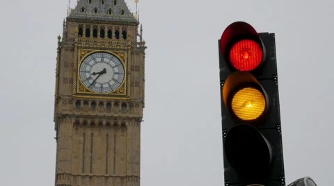 Full Traffic Light Sequence in Parliament Square Stock Footage 55630422