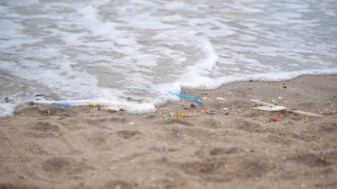 Full of trash on the beach 動画素材 244148120