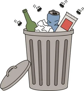 Full trash can, minimal simple vector illustration Ilustración de archivo