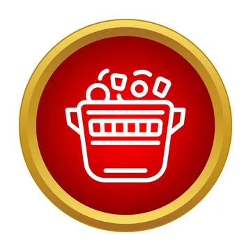 Full trash can overflowing with waste symbol icon Stock Illustration